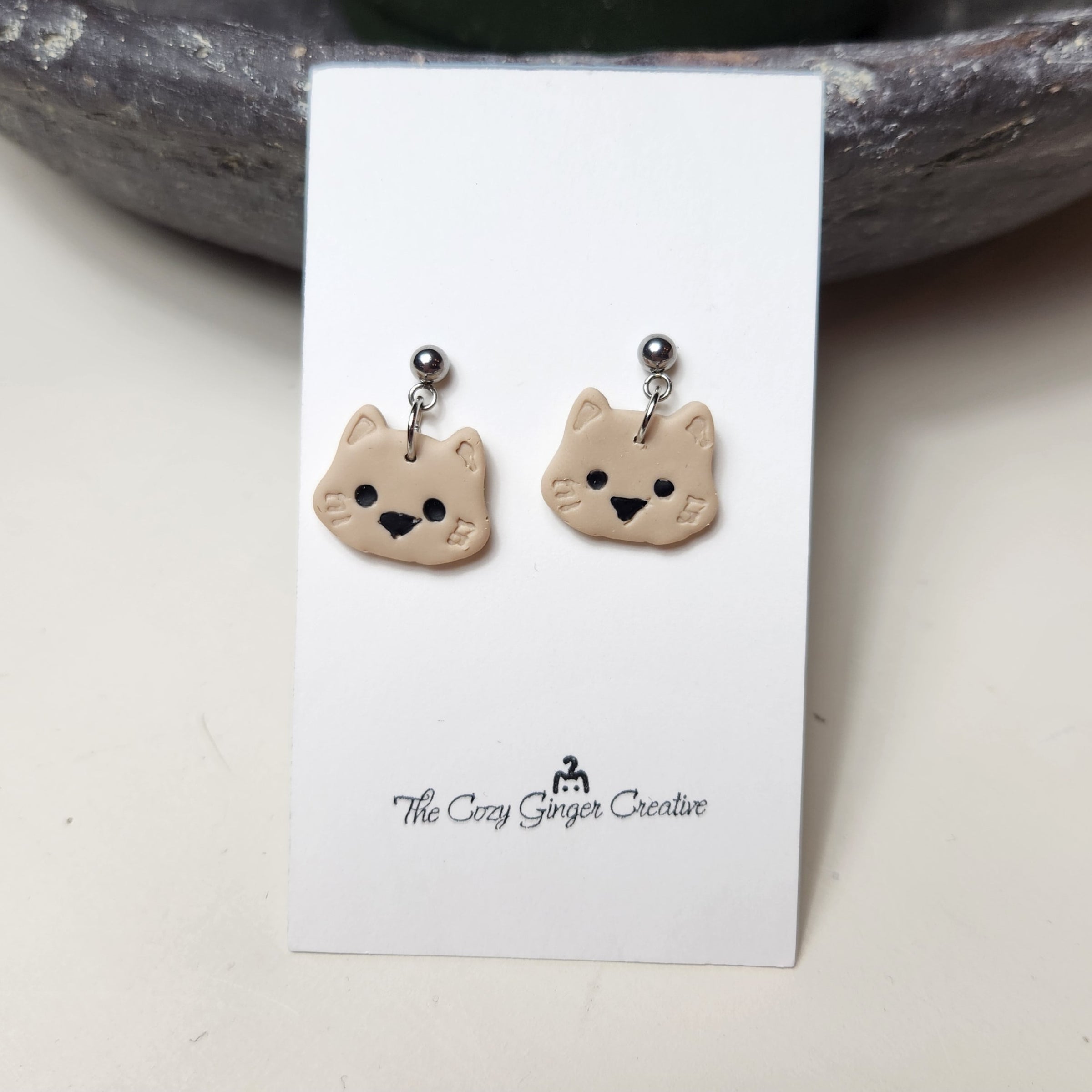 139239213 Cat Head Dangle Earrings by The Cozy Ginger Creative The Pretty Penny Consignment More
